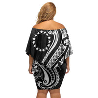 Kia Orana Cook Islands Off Shoulder Short Dress Kerekere Plumeria Tropical Waves LT7 - Polynesian Pride