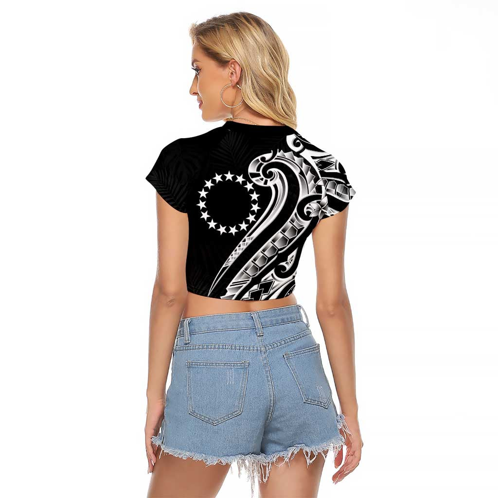 Kia Orana Cook Islands Raglan Cropped T Shirt Kerekere Plumeria Tropical Waves LT7 - Polynesian Pride