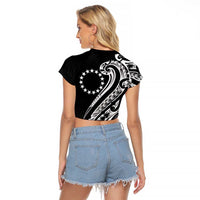 Kia Orana Cook Islands Raglan Cropped T Shirt Kerekere Plumeria Tropical Waves LT7 - Polynesian Pride
