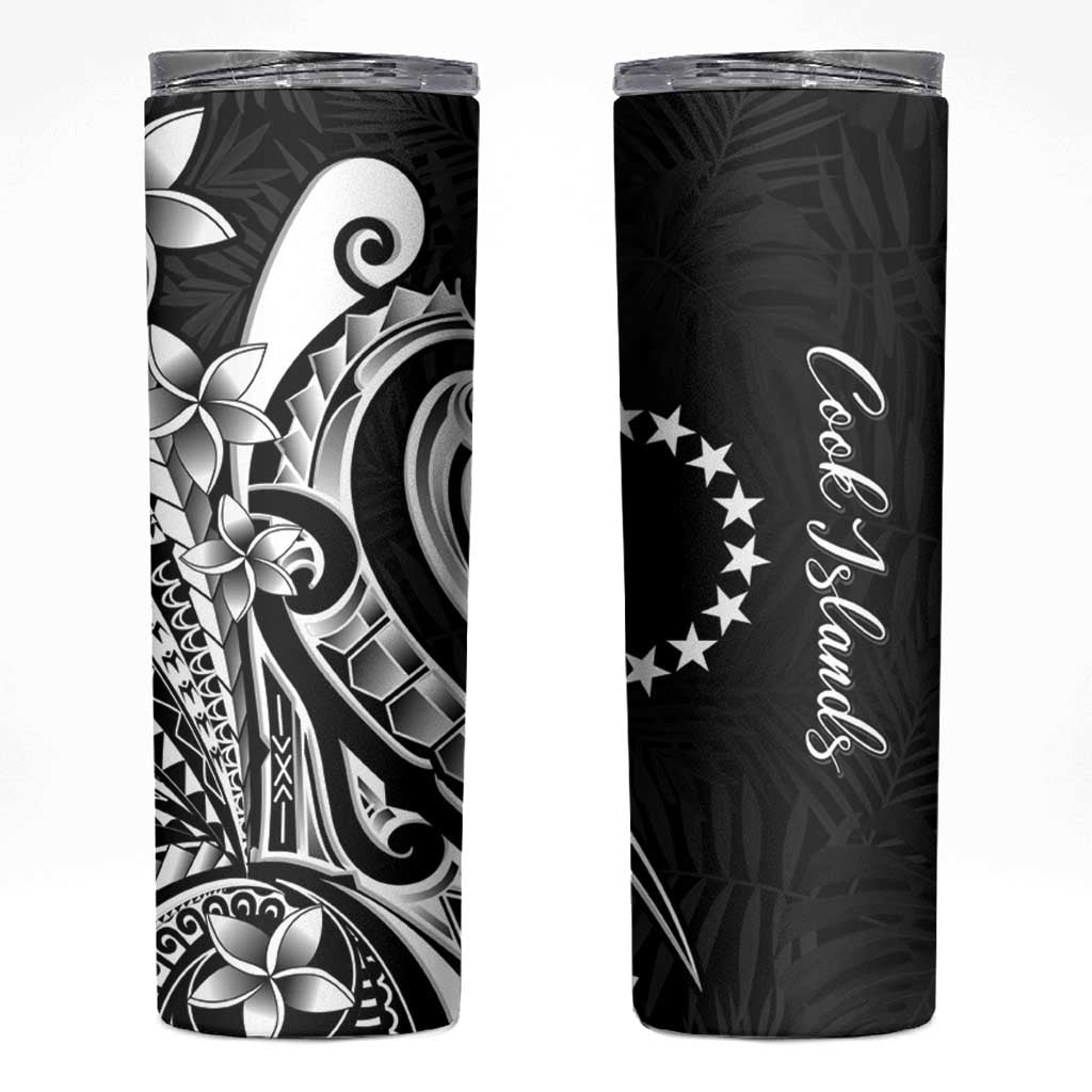 Kia Orana Cook Islands Skinny Tumbler Kerekere Plumeria Tropical Waves LT7 Black - Polynesian Pride