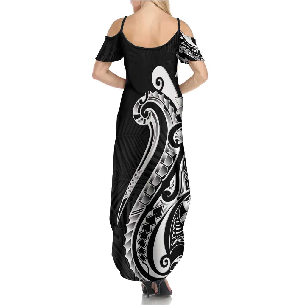Kia Orana Cook Islands Summer Maxi Dress Kerekere Plumeria Tropical Waves LT7 - Polynesian Pride