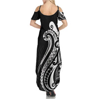 Kia Orana Cook Islands Summer Maxi Dress Kerekere Plumeria Tropical Waves LT7 - Polynesian Pride
