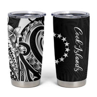 Kia Orana Cook Islands Tumbler Cup Kerekere Plumeria Tropical Waves LT7 Black - Polynesian Pride