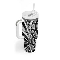 Kia Orana Cook Islands Tumbler With Handle Kerekere Plumeria Tropical Waves LT7 - Polynesian Pride