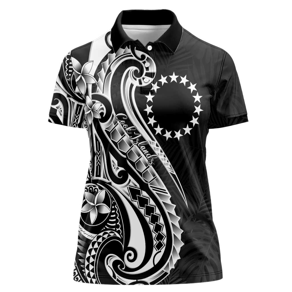 Kia Orana Cook Islands Women Polo Shirt Kerekere Plumeria Tropical Waves - Polynesian Pride