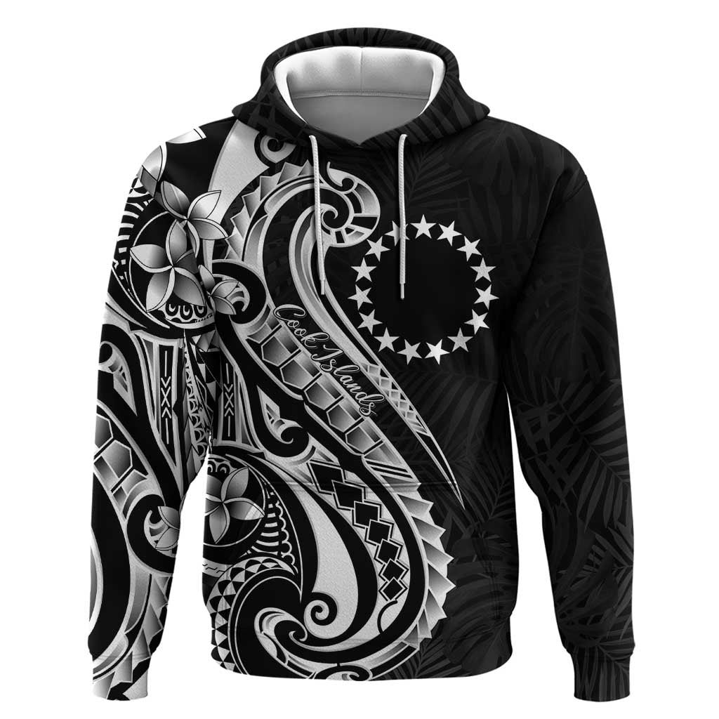 Kia Orana Cook Islands Zip Hoodie Kerekere Plumeria Tropical Waves LT7 Pullover Hoodie Black - Polynesian Pride