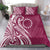 Kia Orana Cook Islands Bedding Set Maroon Plumeria Tropical Waves - Polynesian Pride