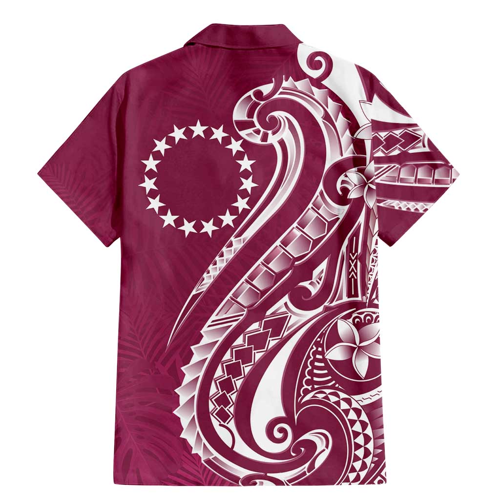 Kia Orana Cook Islands Family Matching Mermaid Dress and Hawaiian Shirt Maroon Plumeria Tropical Waves LT7 - Polynesian Pride