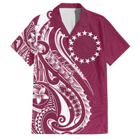 Kia Orana Cook Islands Family Matching Summer Maxi Dress and Hawaiian Shirt Maroon Plumeria Tropical Waves LT7 Dad's Shirt - Short Sleeve Maroon - Polynesian Pride