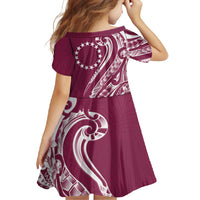 Kia Orana Cook Islands Family Matching Tank Maxi Dress and Hawaiian Shirt Maroon Plumeria Tropical Waves LT7 - Polynesian Pride