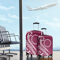 Kia Orana Cook Islands Luggage Cover Maroon Plumeria Tropical Waves - Polynesian Pride