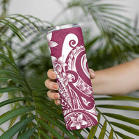 Kia Orana Cook Islands Skinny Tumbler Maroon Plumeria Tropical Waves LT7 - Polynesian Pride