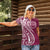 Kia Orana Cook Islands Women Polo Shirt Maroon Plumeria Tropical Waves - Polynesian Pride