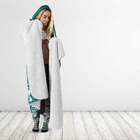 Kia Orana Cook Islands Hooded Blanket Teal Plumeria Tropical Waves - Polynesian Pride