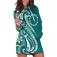 Kia Orana Cook Islands Hoodie Dress Teal Plumeria Tropical Waves LT7 Teal - Polynesian Pride