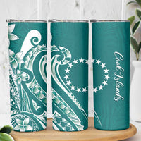 Kia Orana Cook Islands Skinny Tumbler Teal Plumeria Tropical Waves LT7 - Polynesian Pride