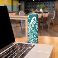 Kia Orana Cook Islands Skinny Tumbler Teal Plumeria Tropical Waves LT7 - Polynesian Pride