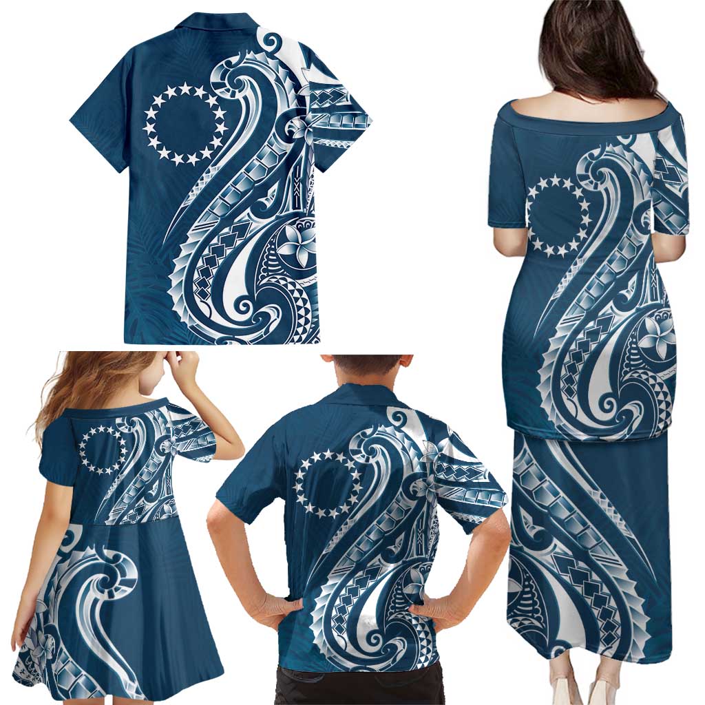 Kia Orana Cook Islands Family Matching Puletasi and Hawaiian Shirt Auika Plumeria Tropical Waves LT7 - Polynesian Pride