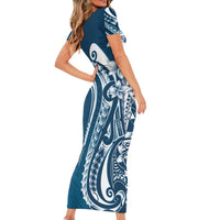 Kia Orana Cook Islands Family Matching Short Sleeve Bodycon Dress and Hawaiian Shirt Auika Plumeria Tropical Waves LT7 - Polynesian Pride