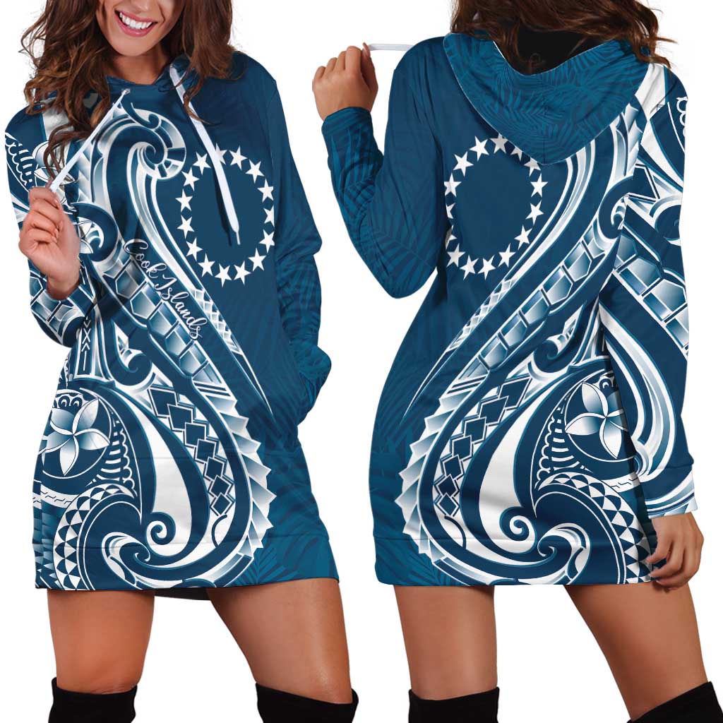 Kia Orana Cook Islands Hoodie Dress Auika Plumeria Tropical Waves LT7 - Polynesian Pride