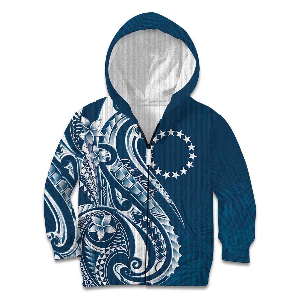 Kia Orana Cook Islands Kid Hoodie Auika Plumeria Tropical Waves - Polynesian Pride