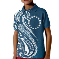 Kia Orana Cook Islands Kid Polo Shirt Auika Plumeria Tropical Waves - Polynesian Pride