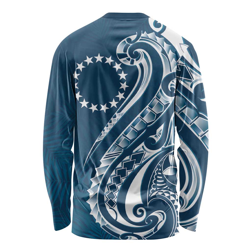 Kia Orana Cook Islands Long Sleeve Shirt Auika Plumeria Tropical Waves - Polynesian Pride