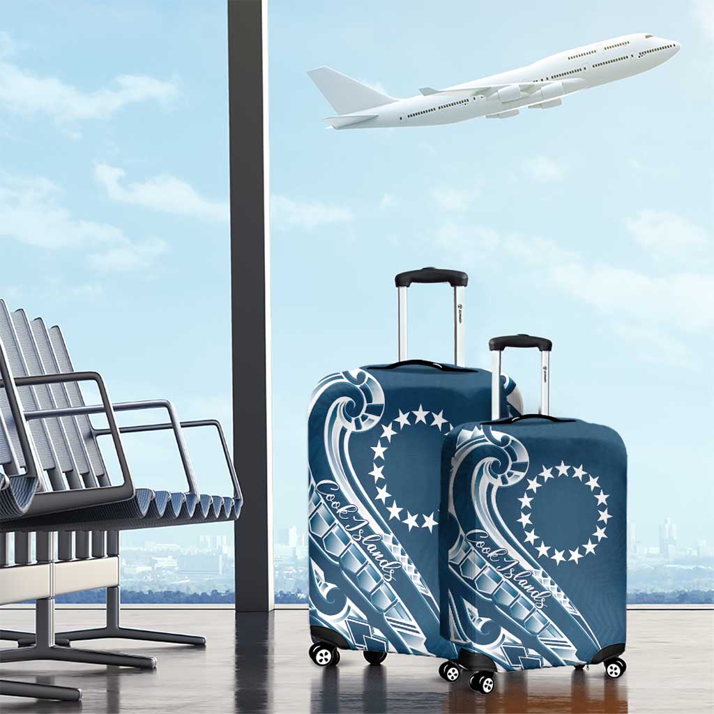 Kia Orana Cook Islands Luggage Cover Auika Plumeria Tropical Waves - Polynesian Pride