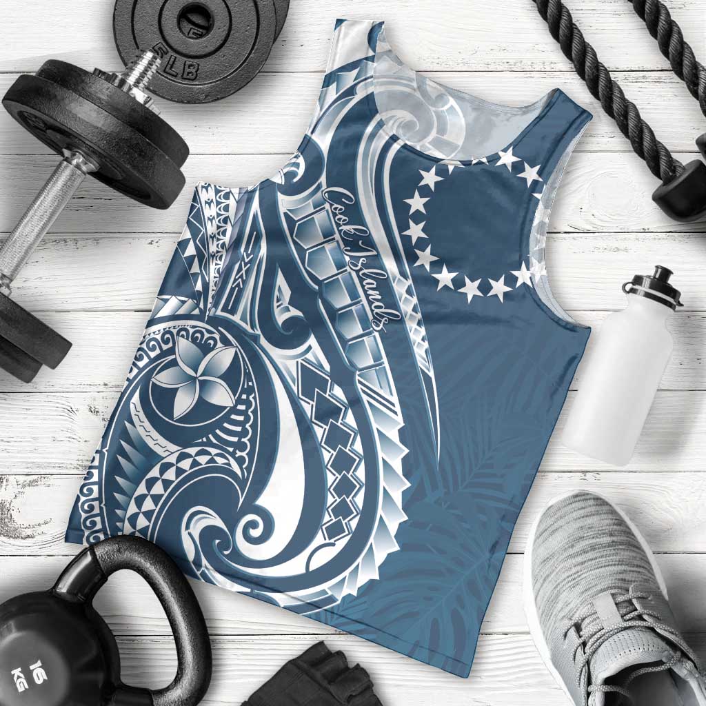 Kia Orana Cook Islands Men Tank Top Auika Plumeria Tropical Waves - Polynesian Pride