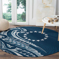 Kia Orana Cook Islands Round Carpet Auika Plumeria Tropical Waves - Polynesian Pride