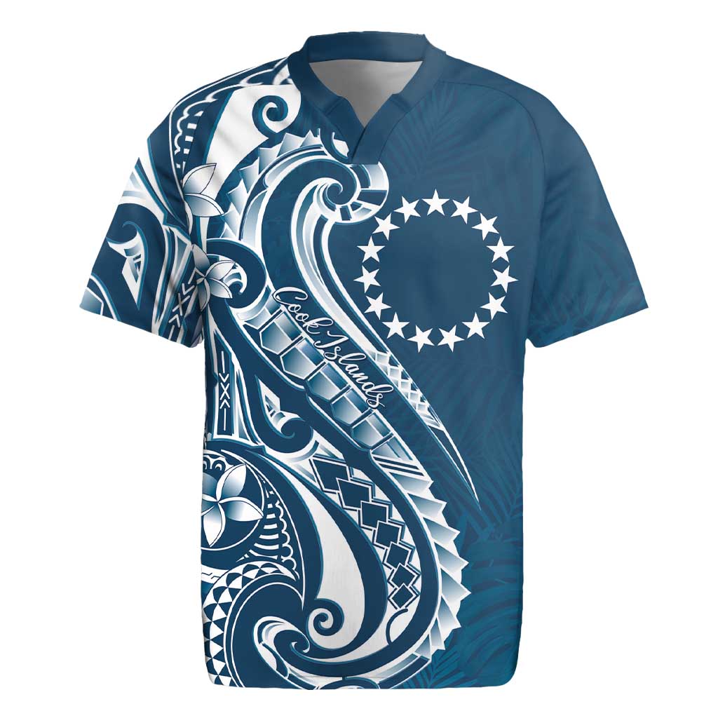 Kia Orana Cook Islands Rugby Jersey Auika Plumeria Tropical Waves - Polynesian Pride