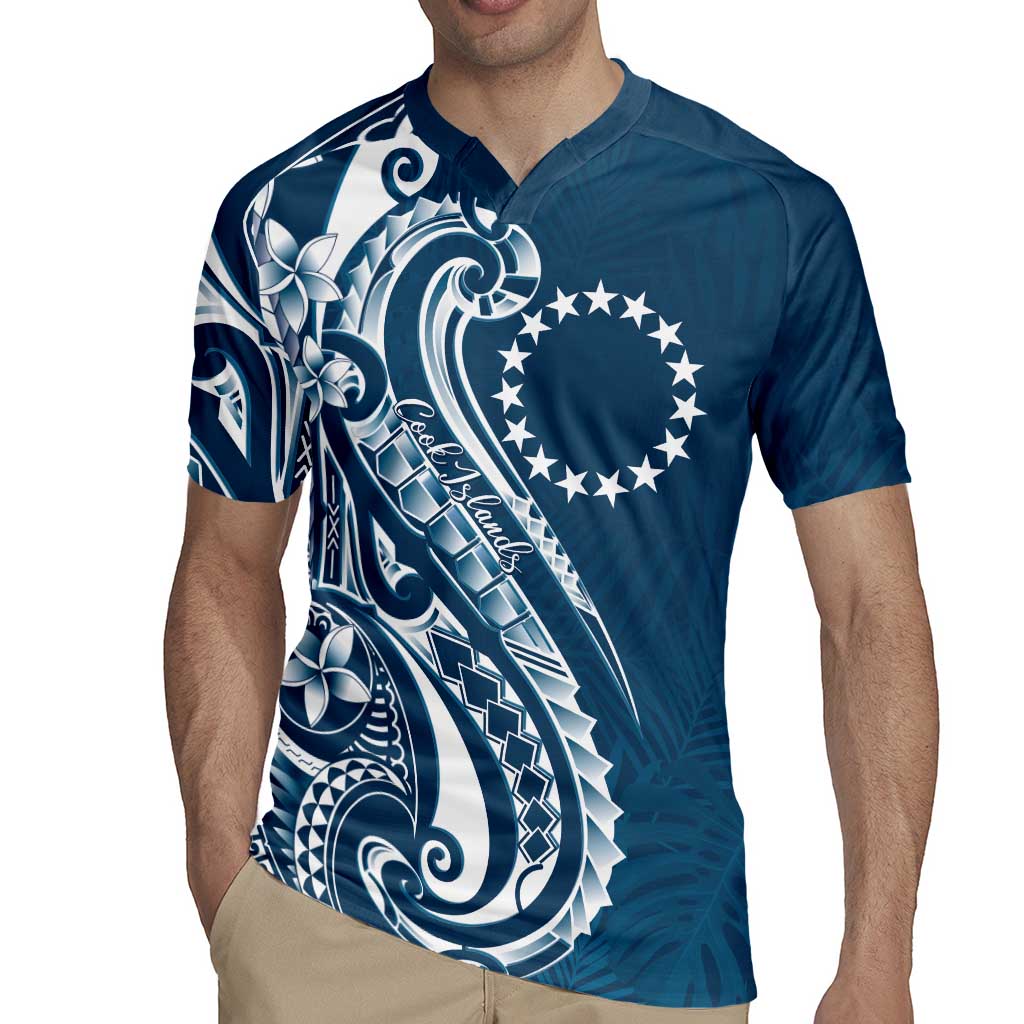Kia Orana Cook Islands Rugby Jersey Auika Plumeria Tropical Waves - Polynesian Pride