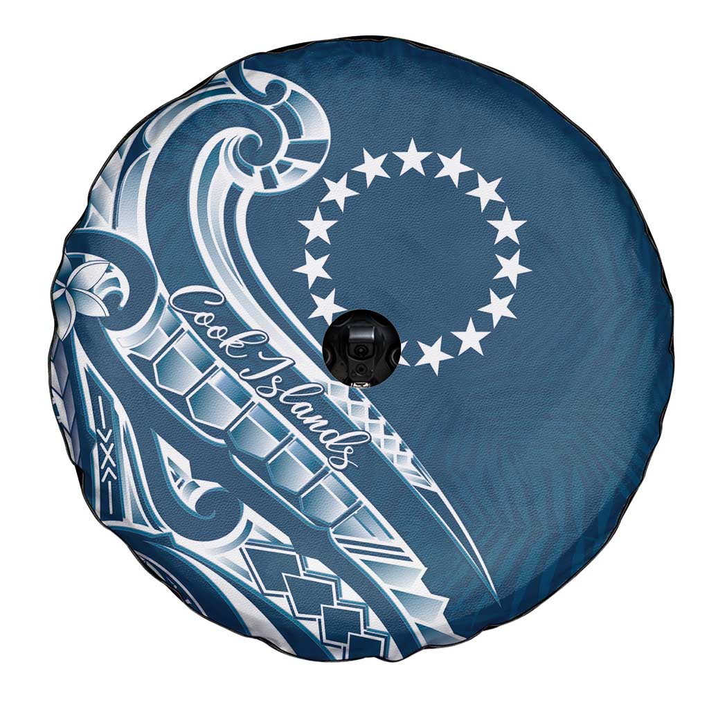 Kia Orana Cook Islands Spare Tire Cover Auika Plumeria Tropical Waves - Polynesian Pride