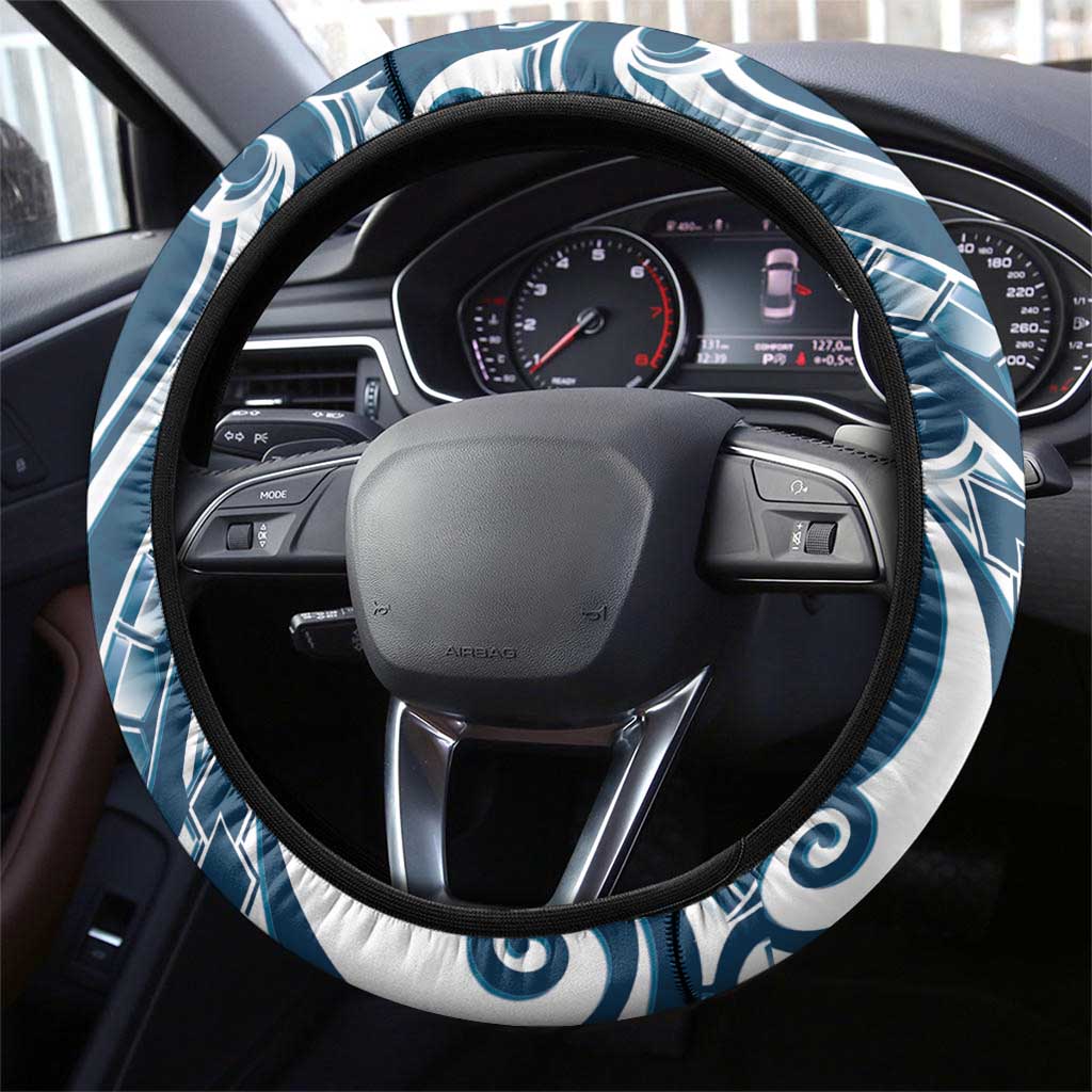 Kia Orana Cook Islands Steering Wheel Cover Auika Plumeria Tropical Waves - Polynesian Pride