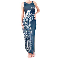 Kia Orana Cook Islands Tank Maxi Dress Auika Plumeria Tropical Waves - Polynesian Pride