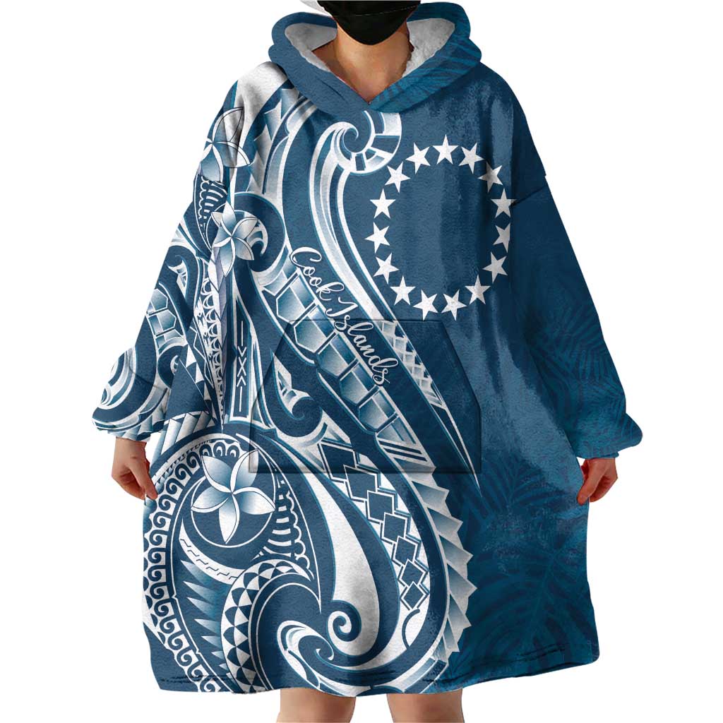 Kia Orana Cook Islands Wearable Blanket Hoodie Auika Plumeria Tropical Waves LT7 - Polynesian Pride
