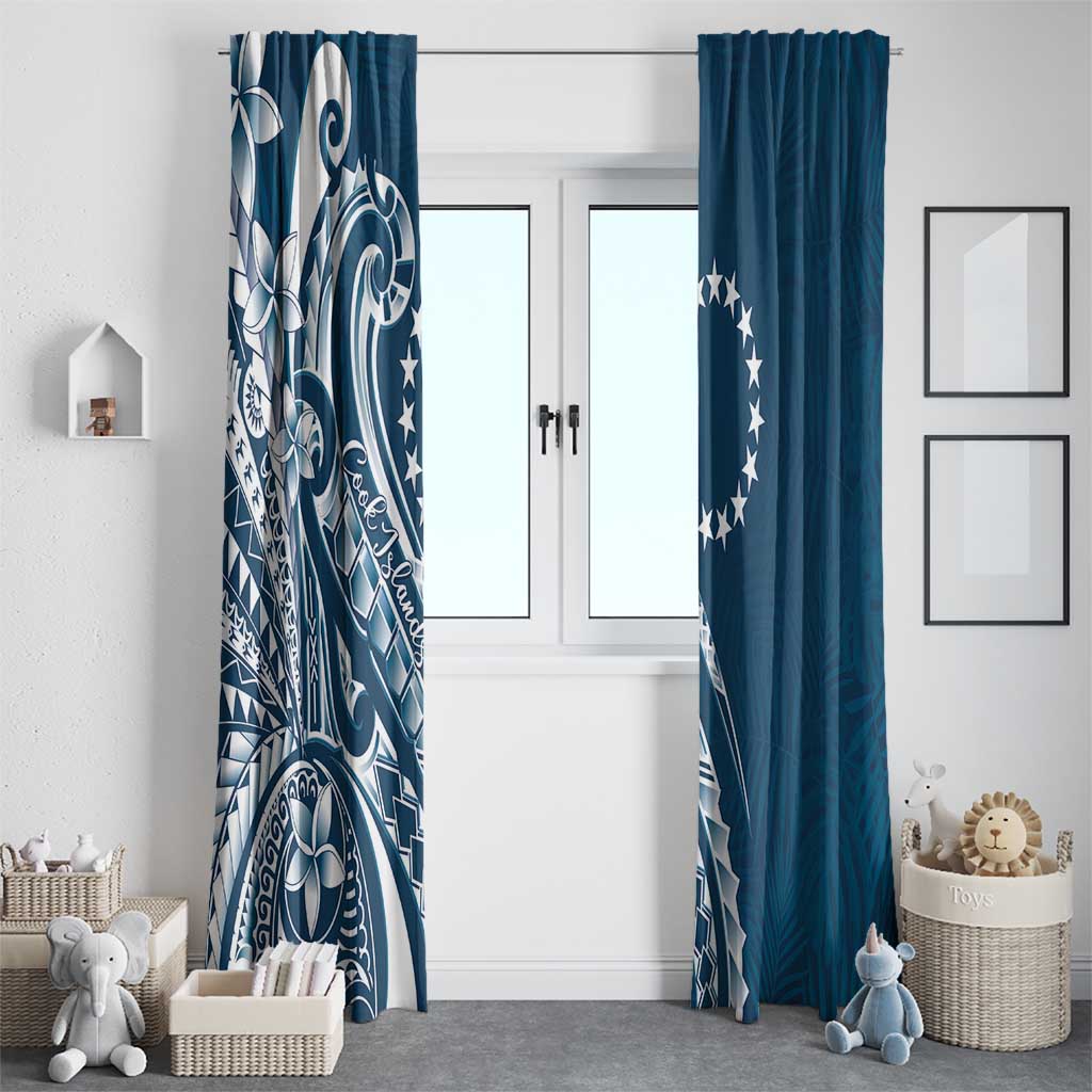 Kia Orana Cook Islands Window Curtain Auika Plumeria Tropical Waves - Polynesian Pride