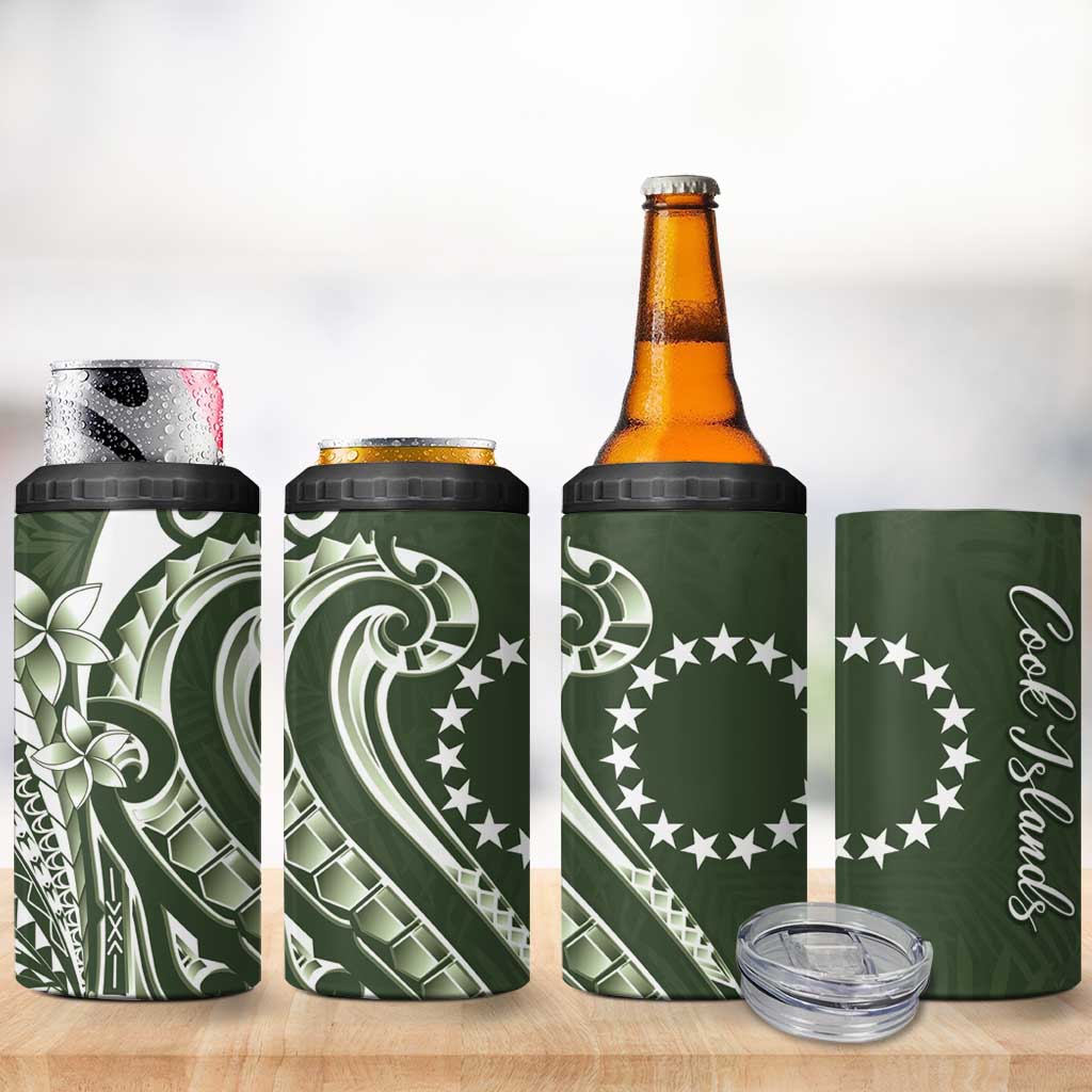 Kia Orana Cook Islands 4 in 1 Can Cooler Tumbler Matie Plumeria Tropical Waves LT7 - Polynesian Pride