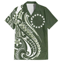 Kia Orana Cook Islands Family Matching Long Sleeve Bodycon Dress and Hawaiian Shirt Matie Plumeria Tropical Waves LT7 Dad's Shirt - Short Sleeve Sage Green - Polynesian Pride