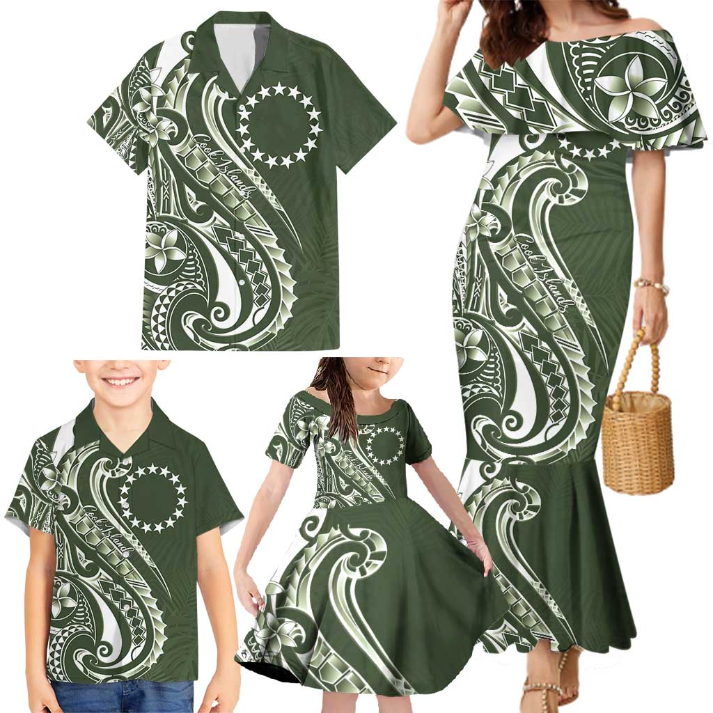 Kia Orana Cook Islands Family Matching Mermaid Dress and Hawaiian Shirt Matie Plumeria Tropical Waves LT7 - Polynesian Pride