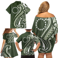 Kia Orana Cook Islands Family Matching Off Shoulder Short Dress and Hawaiian Shirt Matie Plumeria Tropical Waves LT7 - Polynesian Pride