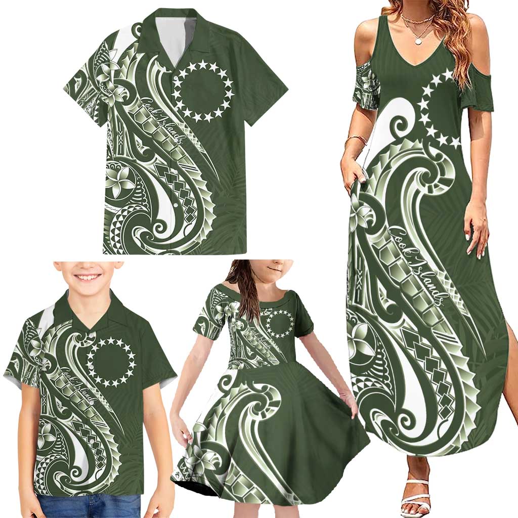 Kia Orana Cook Islands Family Matching Summer Maxi Dress and Hawaiian Shirt Matie Plumeria Tropical Waves LT7 - Polynesian Pride