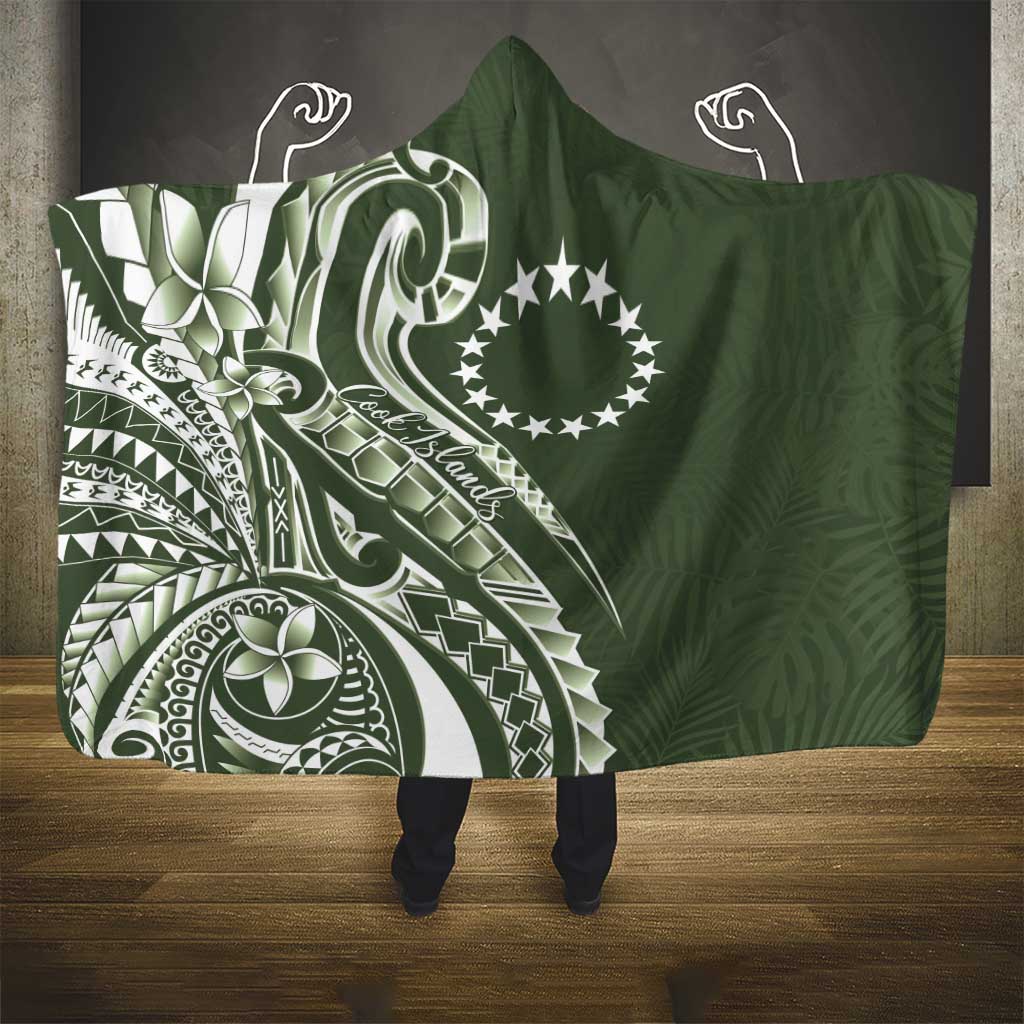 Kia Orana Cook Islands Hooded Blanket Matie Plumeria Tropical Waves - Polynesian Pride