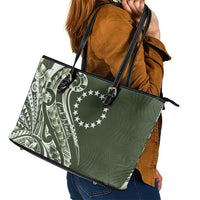 Kia Orana Cook Islands Leather Tote Bag Matie Plumeria Tropical Waves - Polynesian Pride