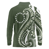 Kia Orana Cook Islands Long Sleeve Polo Shirt Matie Plumeria Tropical Waves LT7 - Polynesian Pride