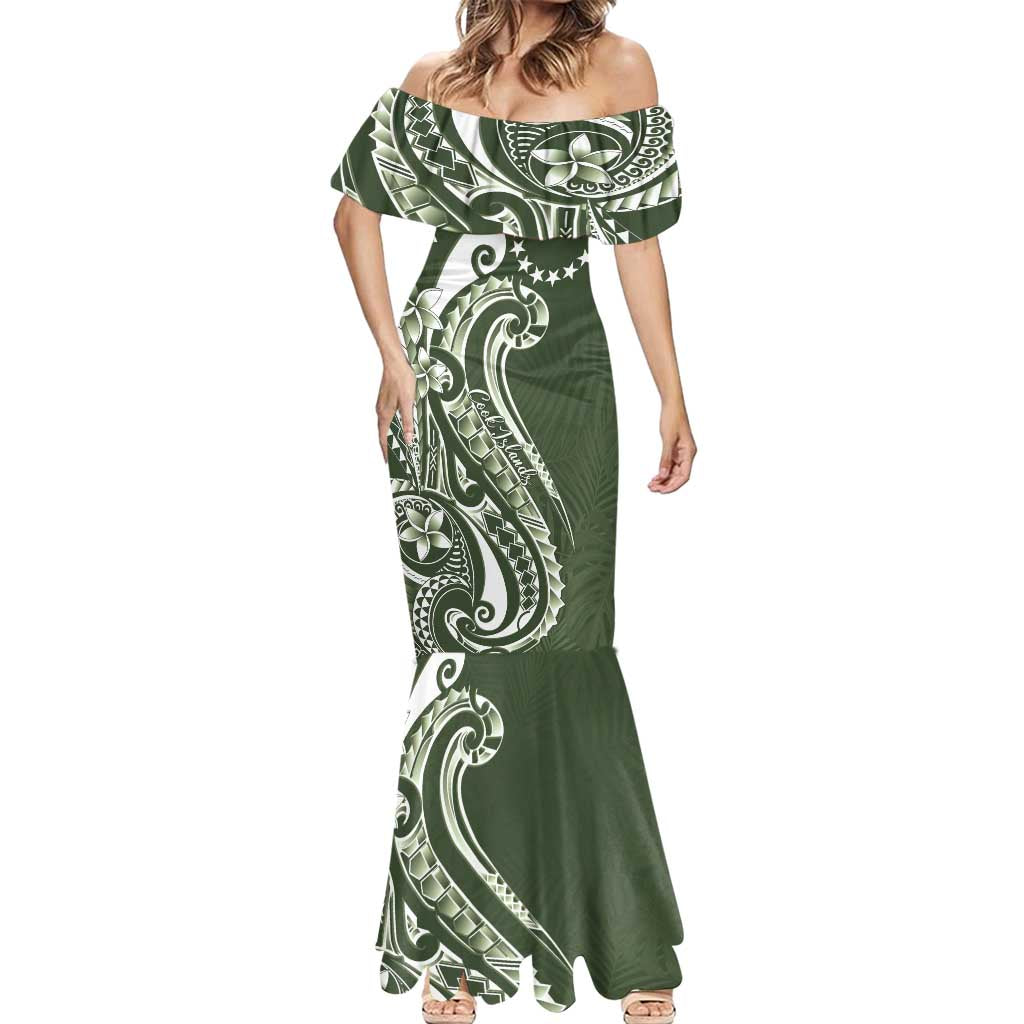 Kia Orana Cook Islands Mermaid Dress Matie Plumeria Tropical Waves LT7 - Polynesian Pride