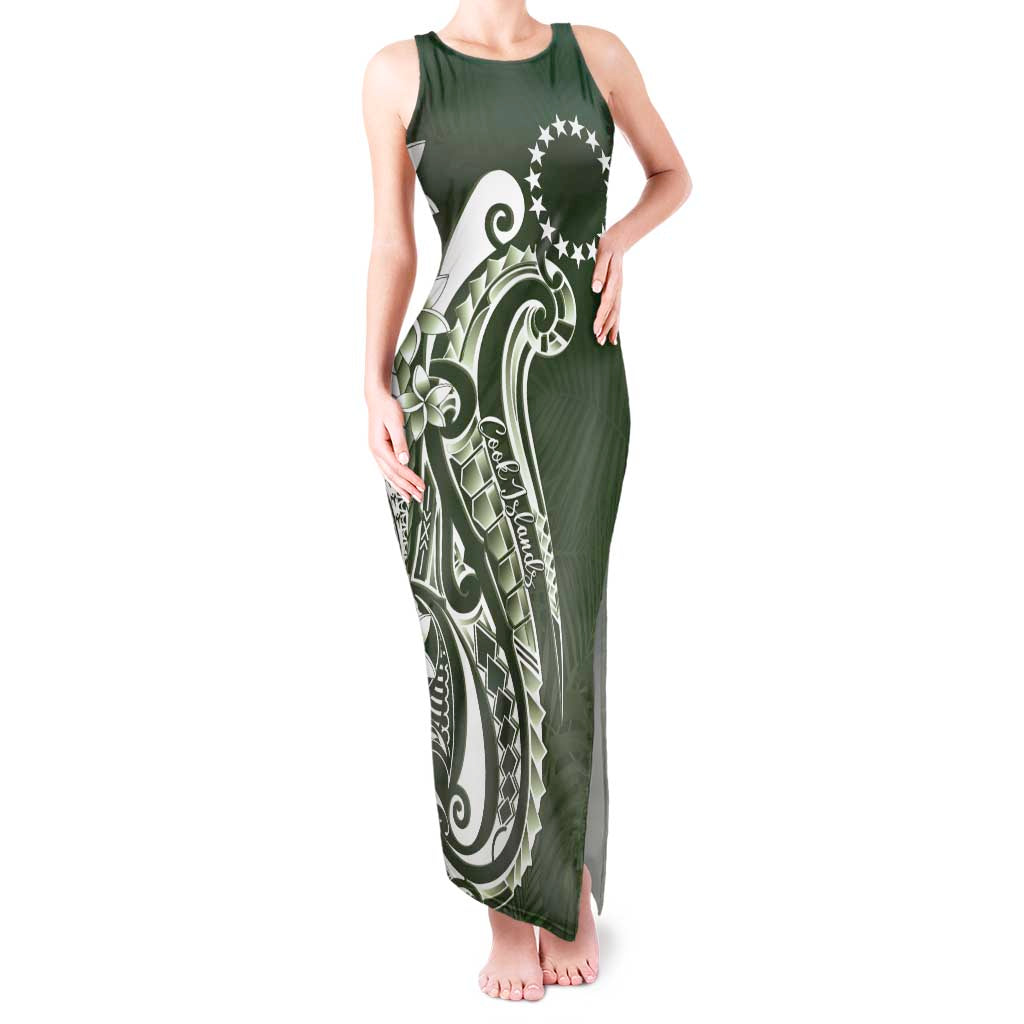 Kia Orana Cook Islands Tank Maxi Dress Matie Plumeria Tropical Waves - Polynesian Pride