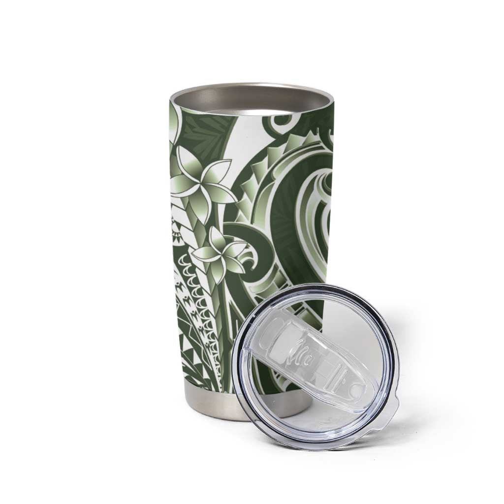 Kia Orana Cook Islands Tumbler Cup Matie Plumeria Tropical Waves - Polynesian Pride