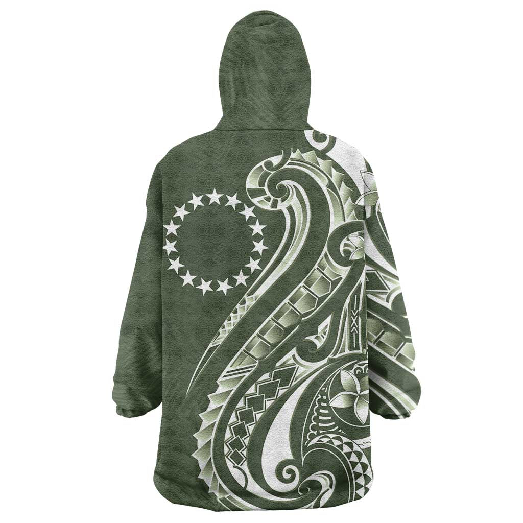 Kia Orana Cook Islands Wearable Blanket Hoodie Matie Plumeria Tropical Waves LT7 - Polynesian Pride