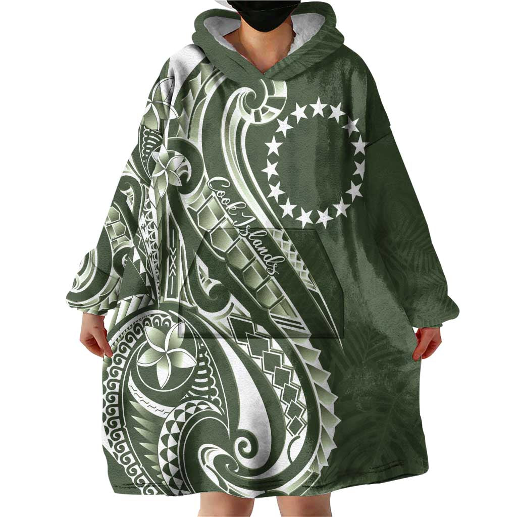 Kia Orana Cook Islands Wearable Blanket Hoodie Matie Plumeria Tropical Waves LT7 - Polynesian Pride